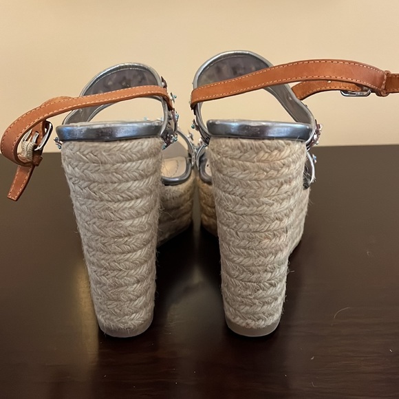 Christian Dior Floral Embellished Blue Wedges - Picture 6 of 6